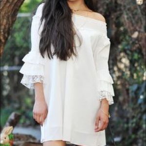 SNOOKI love 3/4 sleeve white dress